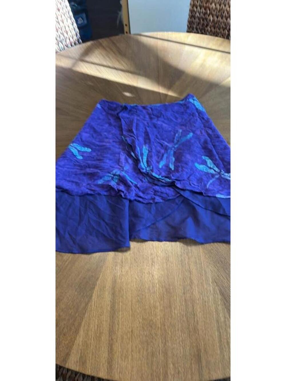 Teal and purple dragonfly wrap skirt